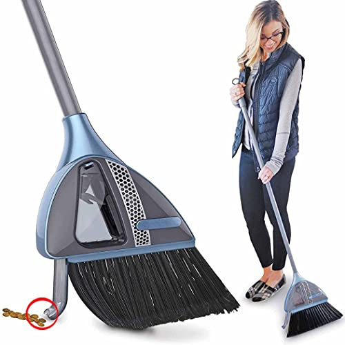 Dbtxwd 2-In-1 Sweeper W/Built-In Vacuum-No More Bending Over,Sweeping Broom with Handle/Smart Nozzle/20,000 RPM Vortex Suction/Lithium Battery,Noise-Free Cleaning for Wood Floor