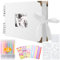 Album de Fotos Scrapbook Espiral, 80 Páginas Blanco DIY Scrapbooking Album Set con 2Pcs Photo Corners, 6 Pegatinas, 5 Plantillas, 12 Rotuladores de Colores, para Boda, Aniversario, Cumpleaños, Navidad