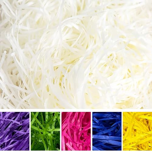 Lot de 500 g de papier déchiqueté en paille pour paniers en paille pour emballages – Tissu pour remplissage de paniers, décoration cadeau, emballage cadeau bricolage et accessoires pour fête