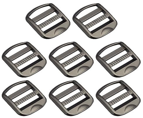 Uxcell Metal Ladder Buckle Slider Tri-Glider Metal Adjustable Buckles, 8pcs 25mm(1) Inner Width for Webbing Backpack Strap, Matt Gun-black
