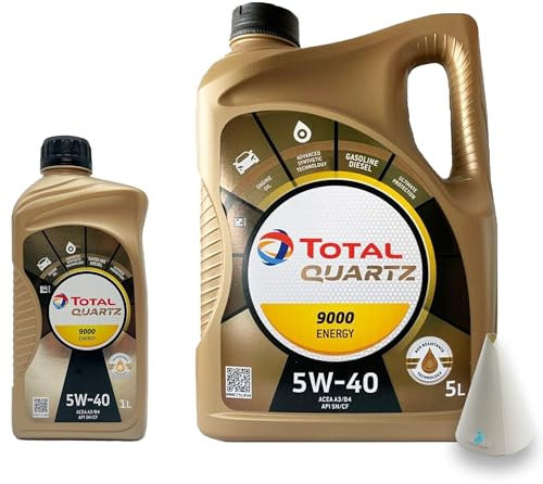 6 L Total Quartz 9000 Energy 5W-40 I passend für | VW 502.00/505.00 | MB 229.5 | Porsche A40 | 6 Liter | Motoröl | Motorenöl | mit Trichter | weitere Empfehlungen siehe Artikelbeschreibung