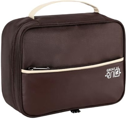 FAVORTALK Tech Pouch for Travel Family for Charger Cables Power Bank Hard Drive Travel Cords Water-Resistant Storage Bag Electronic Organizer Accessory Tech Pouch, Brown B21514