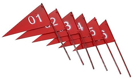 Mipcase 6Pcs red sprinkle water lawn Pull the flag marker flags flags with pole garden supplies small banner numbered marking flags iron pennant stake flag red flag golf