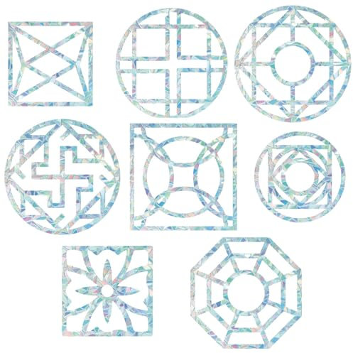GORGECRAFT 16Stk Geometrie-Fensteraufkleber 8 Stile Fensteraufkleber Mit Heiliger Geometrie 3D-Dekorative Fensterfolie Antikollisions-Fensteraufkleber Statische Aufkleber Für Tür Fenster Sonnenfänger