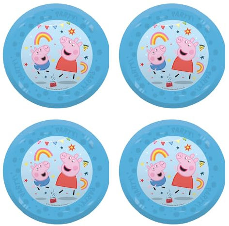Procos - Teller Peppa Pig Messy Play aus Kunststoff, 4 Stück, wiederverwendbar, Partygeschirr für Geburtstag oder Mottoparty, Peppa Wutz