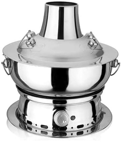 Fondue chinoise, pot au feu chinois au charbon de, Pot chaud de Pékin de 34 cm, mouton bouilli instantanément, pot chaud mongol multi-personnes chauffant en acier inoxydable (double usage en carbone é
