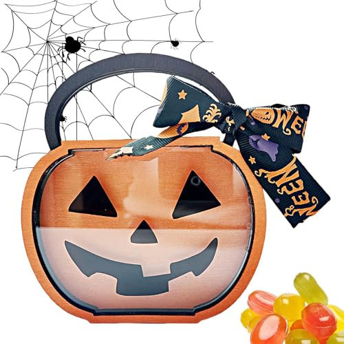 Decoración de calabaza para mesa – Coctelera de dulces de Halloween de madera | Adorno de mesa rústico para Halloween, decoración de Acción de Gracias, decoración de cosecha