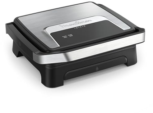 Moulinex Inicio, plancha de paninis y grill, rápido calentamiento: 2000 W, placas antiadherentes, amplia superficie de cocción, GI271D10