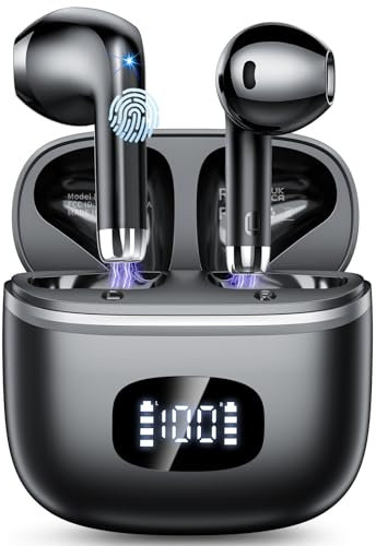 Bluetooth Kopfhörer, Kopfhörer Kabellos Bluetooth 5.3 mit 4 ENC Noise Cancelling Mic, kopfhörer kabellos HiFi Stereo, LED-Anzeige, 40 std Spielzeit, USB-C, In Ear Ohrhörer für Arbeit Spiel Sport