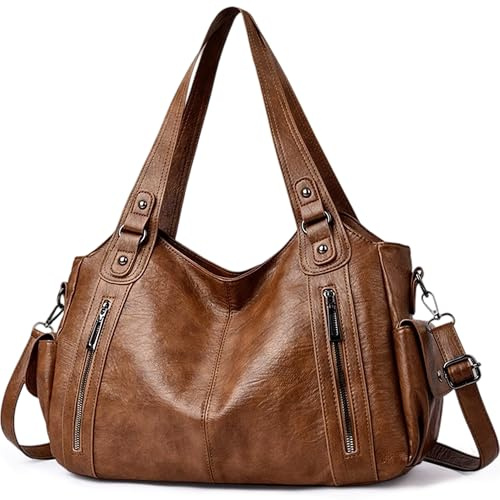 Mabecol Handtasche Damen, Shopper Tasche PU-Leder, Schultertasche | Y2K Vintage Retro Tote Bag Mit Crossbody Schultergurt, Elegante Große Umhängetasche Für Uni, Arbeit, Alltag Und Reisen