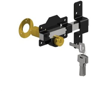 GATEMATE® Premium Long Throw Lock - Double Locking, Stainless Steel/Black, 2 (50mm)