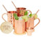 Advanced Mixology Moscow Mule Copper Mugs Set of 4 - 16 Ounce with 4 Artisan Hand Crafted Wooden Coasters (Classic) by Advanced Mixology