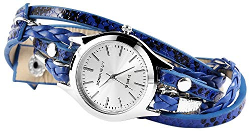 Donna Kelly Damenuhr mit Lederimitation-Wickelarmband