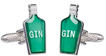 Cufflinks - Gin Bottle Cufflinks Presented in Onyx Art Cufflink Box, One size, Silver