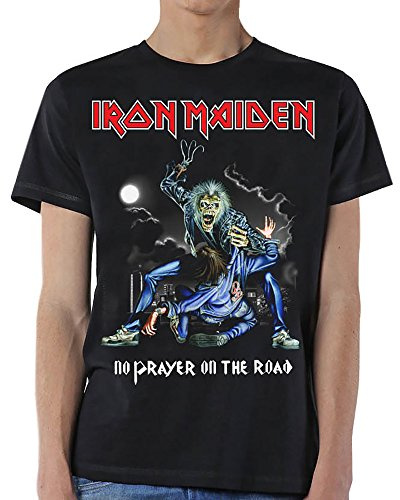 Rockoff Trade Men's Iron Maiden No Prayer on the Road T-Shirt, Black (Black Black), Large
