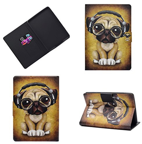 LMAZWUFULM Hülle für Amazon Kindle Paperwhite 2015/2014 / 2013/2012 (6,0 Zoll) PU Leder Ultra Dünn Magnet Lederhülle Kleiner Hund Trägt Kopfhörer Muster Stent-FunktionLedertasche Flip Cover