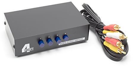 THE CIMPLE CO Video Switcher, 4-Way A/V Switch, RCA, Retro Game Consoles, 4 Input/1 Output Selector, Composite Audio and Video, Box, Includes Cable, Black