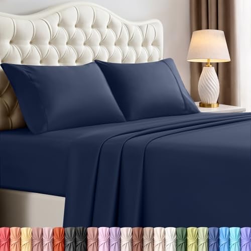 Utopia Bedding California King Bed Sheets Set - 4 Piece Bedding - Brushed Microfiber - Shrinkage and Fade Resistant - Easy Care (California King, Navy Blue)
