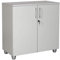 furni24 Aktenschrank mit Schloss und Fächern – Abschließbarer Holzschrank, mit 1 verstellbaren Regalbrettern, Flügeltüren und Metallscharnieren – Grau, 80x80x40 cm