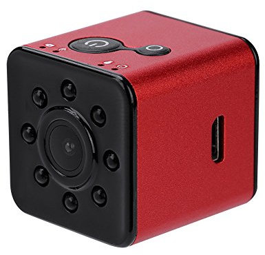 Lazmin Mini WiFi Action Kamera, 1080P HD 155 ° Weitwinkelobjektiv, wasserdichte Sportkamera, Camcorder Infrarot Nachtsicht für Luftaufnahmen(rot)