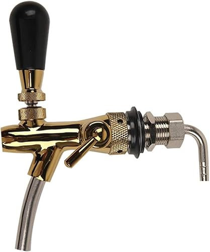 Grifo de Cerveza Ajustable, G5/8in Vástago Largo Rosca Ajustable Barril Dispensador de Grifo de Cerveza para Bares, Hoteles, Restaurantes Accesorios de Elaboración de Cerveza(Oro)