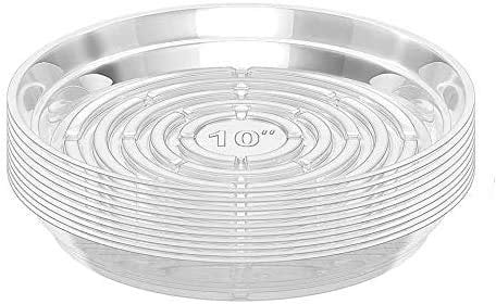 Jecengs Lot de 10 soucoupes transparentes pour intérieur et extérieur 25 cm