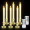 YMing 6Pack flammenlose Spitzkerzen mit Kerzenhalter, 2 Stück Fernbedienung Timer,3D-Flamme batteriebetriebene Stumpenkerzen für Halloween Dekoration Hochzeit Tisch Zuhause Weihnachtsdekoration