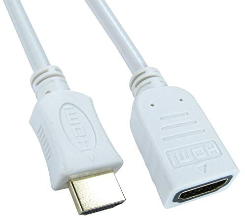 Ex-Pro 5m HDMI Extension Cable Lead Male to Female HDMI 1.4 Supports 4K@30Hz HD 3D with Audio Return and Ethernet Compatible with TV, Blu-Ray, DVD, Games Consoles, and more - White
