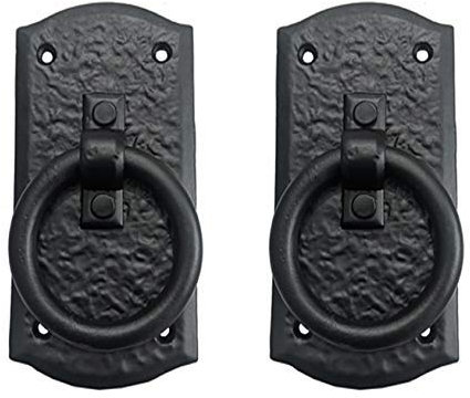 Adonai Hardware Zuriel Antique Heavy Duty Cast Iron Front Entry Sturdy Stylish Ring Door Knockers (2, Matte Black) for Vintage Wooden Barn Shed Doors, Gates, Fences, Furniture and Farmhouse