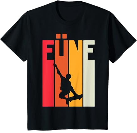 5. Geburtstag Geschenk Jungs Kinder Skater Skateboard Fan T-Shirt