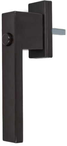 Design Aluminium Fenstergriff Dublin mit Druckknopf - pulverbeschichtet, Farbe:Braun RAL 8019 (matt), Stiftlänge:35mm