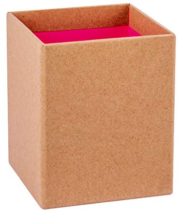 APLI 18692 - Pot à crayons Kraft/Rose, Fluor Collection. Dimensions: 75 x 75 x 90 mm