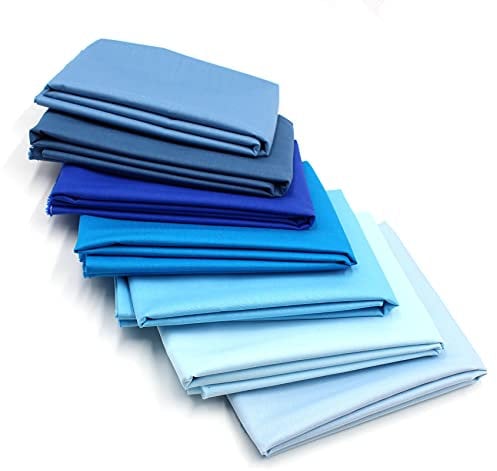 VmG-Store 7x 0,5m Baumwollstoff Set 148cm Breite 100% Baumwolle 3,5m Material Auswahl viele Farben Patchwork (Blautöne, 7er Set)