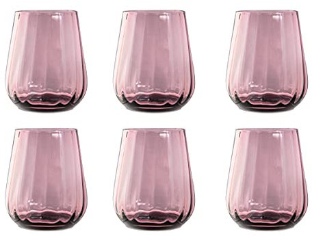 GOBELETS 400 ML Rinascimento de Livellara - LOT DE 6 VERRES à eau - Design Italien élégant - Robuste - Ultrarésistant - Passe au Lave-vaisselle - Couleur: (Violet)