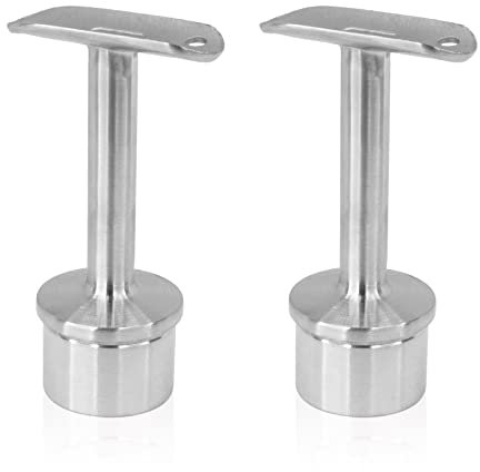 PRIOstahl Handlaufhalter für Rohr Handlaufträger Geländerhalterung Rohrhalter - 2 x Handlaufstütze fixiert mit Anschraubplatte Ø 42,4 mm für Rundrohr Handlauf Geländer aus Edelstahl V2A