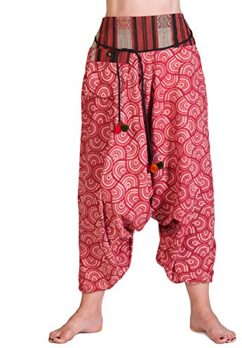 PANASIAM Aladin Hosen, Handarbeit aus Fester Baumwolle, Tasche, Unisize passt S bis M, kleine Auflage, Familienbetrieb