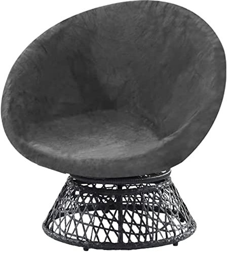 Velvet Round Saucer Chair Cover High Stretch Moon Chair Cover Removable Moon Chair Cover for Adults Saucer Chair Furniture Protector for Living Room, Machine Washable (Gray,Medium)