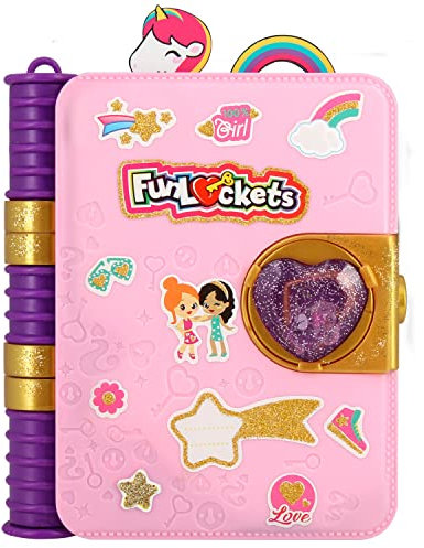 FUNLOCKETS Secret Journal NEW Glitter Edition. Secret Lockable Girl’s Diary with Over 30 Surprises. Perfect Creative Girls Gift for 6Yrs+