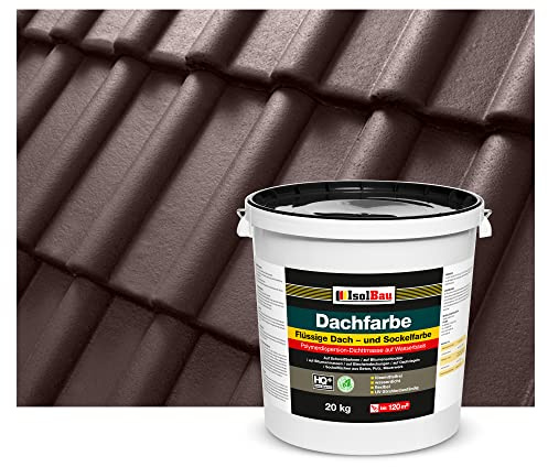 Isolbau Dachfarbe - 20 kg RAL Farbe Fassadenfarbe Nano Dachlack Sockelfarbe Wetterfest - Lösemittelfrei, Wasserdicht, UV-beständig - Braun