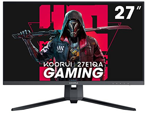 KOORUI 27 Inch QHD Gaming Monitor 144 Hz, 1ms, DCI-P3 90% Colour Range, FreeSync Compatible (2560 x 1440, HDMI, DisplayPort) Black