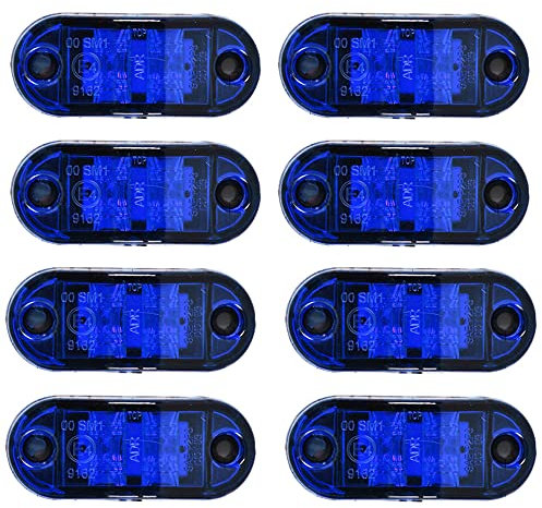 Etomvoop 8 x LED-Seitenmarkierungsleuchten, wasserdichte Blinker, Positions-Seitenleuchten für Anhänger, Van, Wohnwagen, LKW, Boote (Blau)