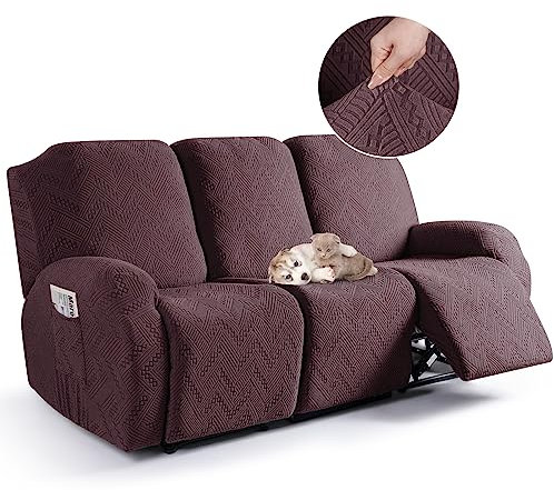 TAOCOCO Recliner Chair Cover, Stretch Sofa Cover 3 Seater With Arm Rest, Couch Cover Soft, Machine Washable Recliner Sofa Protector (Coffee, 3 seater)