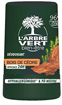 Vendu à l'unité *** L'ARBRE VERT Déodorant bille homme 24h bois de cèdre 50ml *** Livraison rapide et soignée à domicile ***