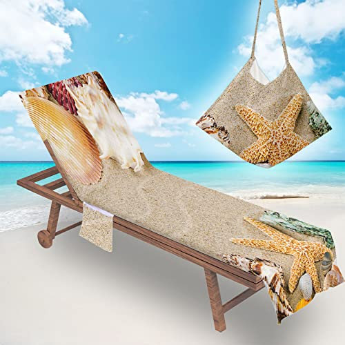 Surwin Schonbezug Für Gartenliege Strandliegenauflage Frottee Liegenauflage Stuhl Strandtuch Sun Lounger Bezug mit Tasche Sporthandtuch 3D für Sommer Garten Schwimmen (75x210cm,Hülse)