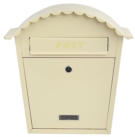 EMtronics Classic Style Wall Mounted Post Box Weatherproof Painted Steel and Lockable - Cream