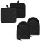 Oven Mitts and Pot Holders Set, Pack of 4, Heat Resistant Silicone Kitchen Mini Oven Mittens for 500 Degrees, Mini Oven Gloves and Hot Pads for Baking Grilling Barbecue Microwave Machine Washable