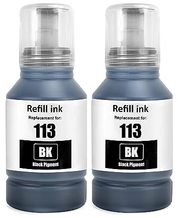 SHUOLEI 113 Tinte Kompatibel mit Epson 113 Tintenpatronen Nachfülltinte Multipack für ET-5850 ET-16600 ET-5150 ET-5170 ET-5150 ET-16650 ET-15000 ET-5100 ET-5800 ET-5880 ET-16150 (2 Pack 2 Schwarz)