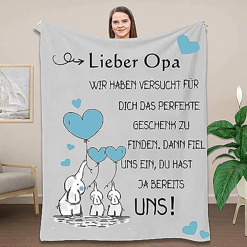 ACCZ Geschenk für Opa von Enkelin Enkel, Personalisierte Kuscheldecke für Geburtstag, Weihnachten und Muttertag