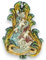SICILIA BEDDA CAPACI Acquasantiera in Ceramica Caltagirone - h 25 x L 18 cm ca. con Applicazioni di putti su Fondo Giallo-Verde