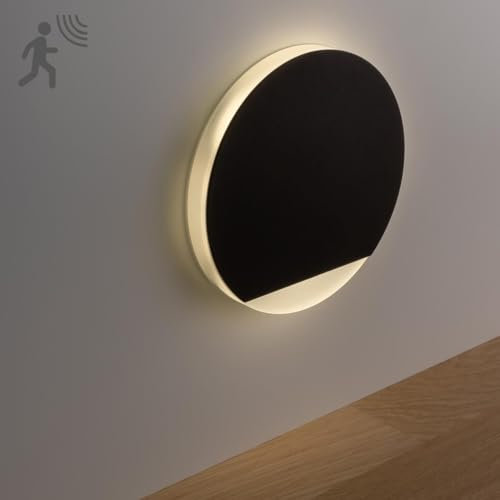 LongLife LED Treppenleuchten mit Bewegungsmelder rund schwarz 1,5W - Lichtfarbe: Warmweiß - Lichtaustritt: Orbis Einbauleuchte für Treppen, Flur